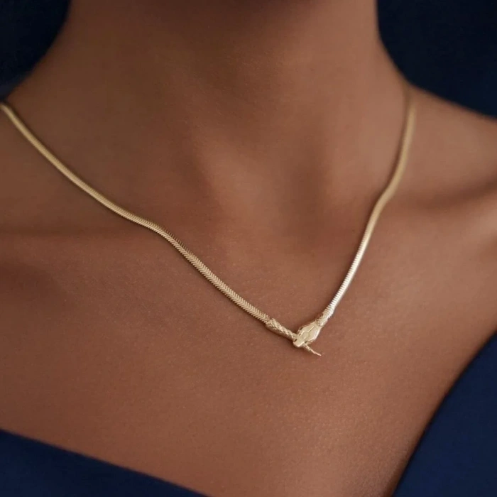 14 Ayar Altın Balıksırtı Yılan Kolye