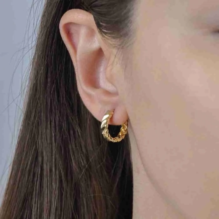 14 Ayar Altın Burmalı Halka Küpe