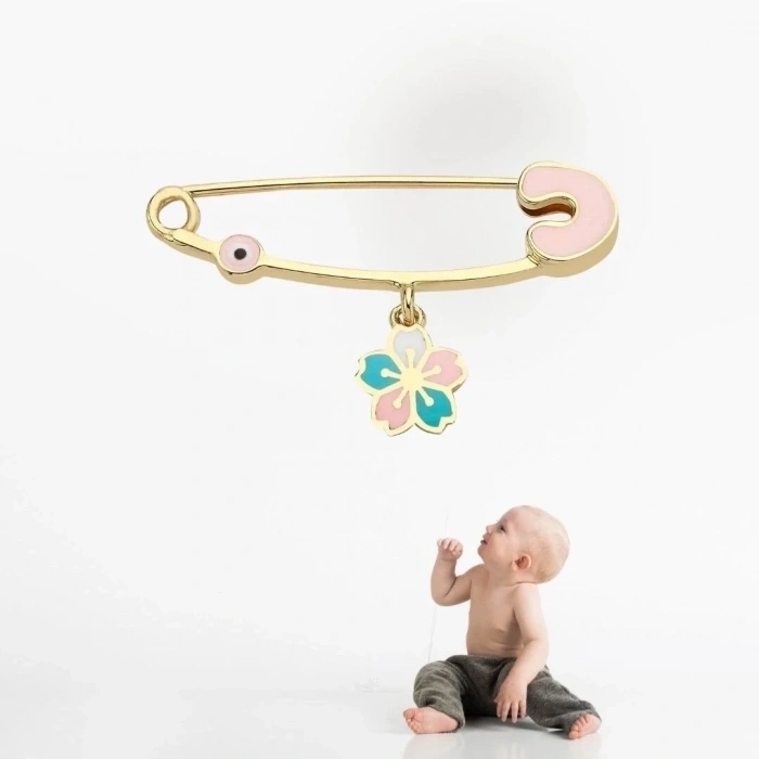 14 Ayar Altın Çiçek Bebek İğnesi