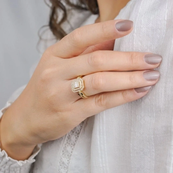 14 Ayar Altın Çift Kollu Baget Yüzük