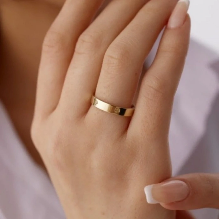 14 Ayar Altın Çivili Alyans 4mm