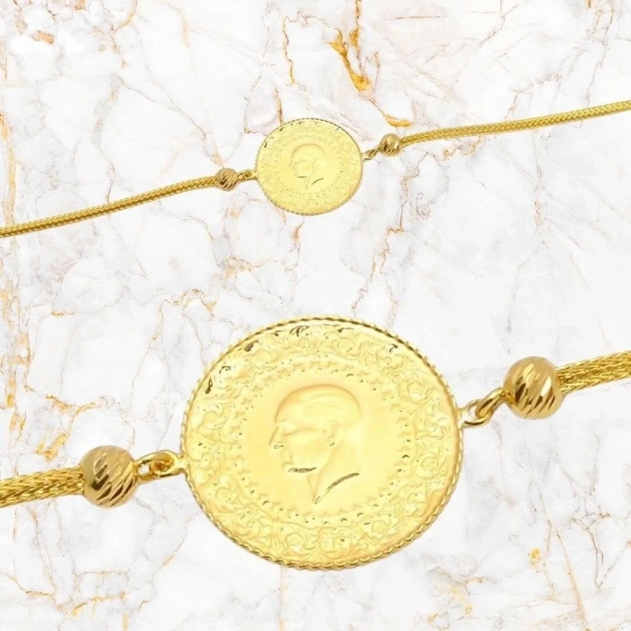 14 Ayar Altın Dorika Tek Sıra Çeyrekli Bileklik