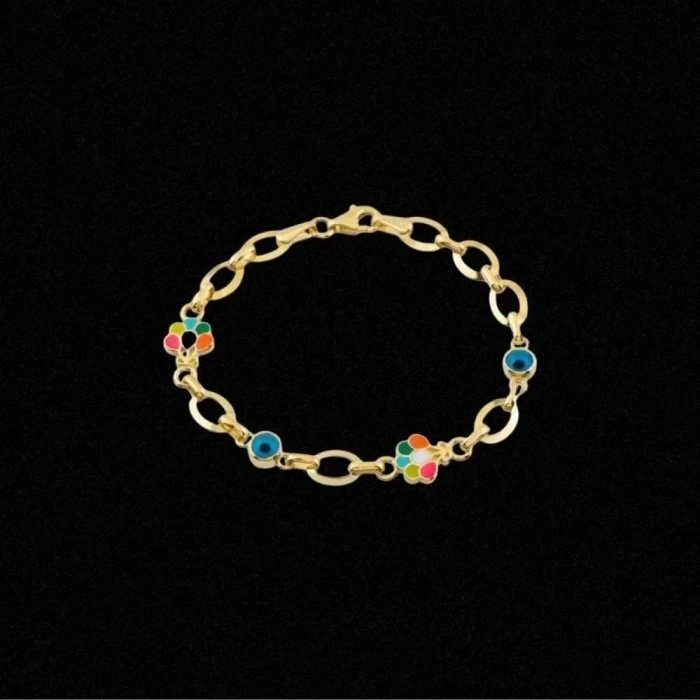 14 Ayar Altın Motifli Çocuk Bileklik