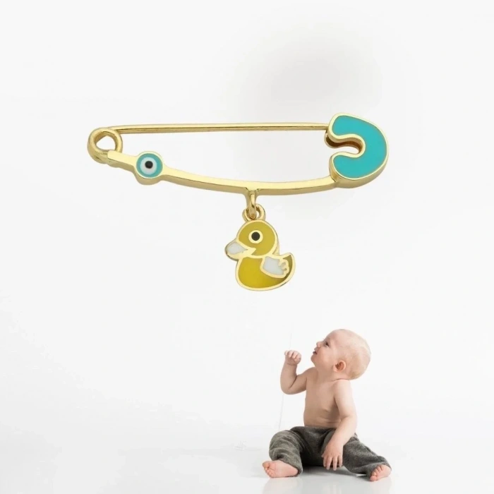 14 Ayar Altın Ördek Bebek İğnesi