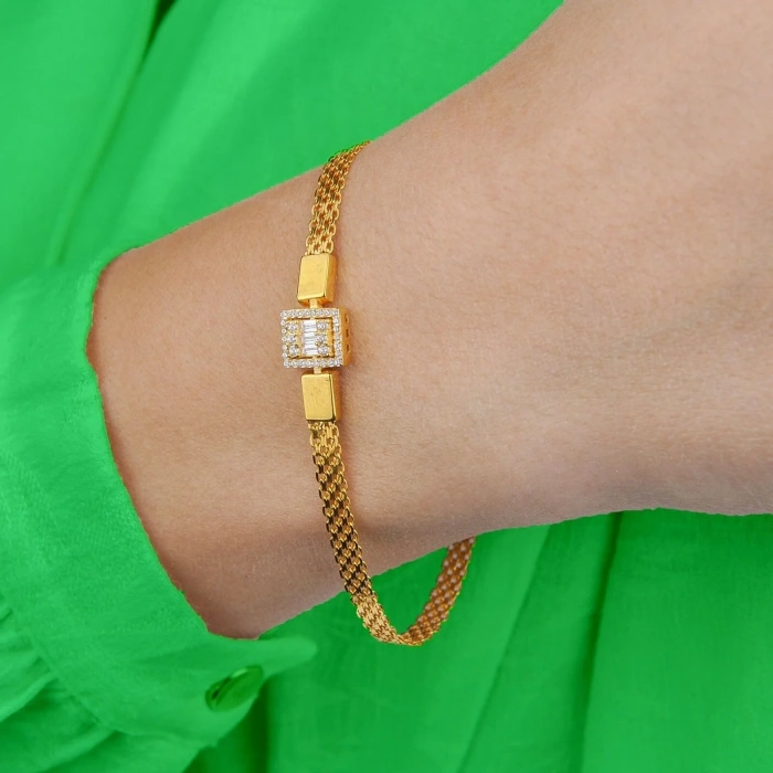 14 Ayar Altın Örme Baget Bileklik