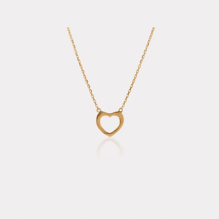 14 Ayar Altın Plaka Kalp Kolye