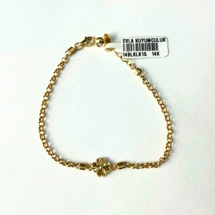 14 Ayar Altın Sade Yonca Bileklik