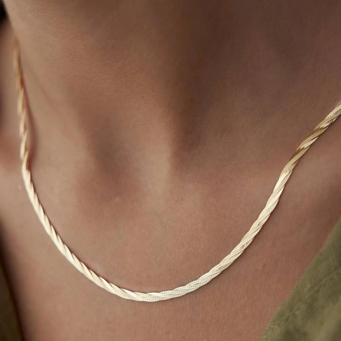 14 Ayar Altın Sarmal Ezme Zincir