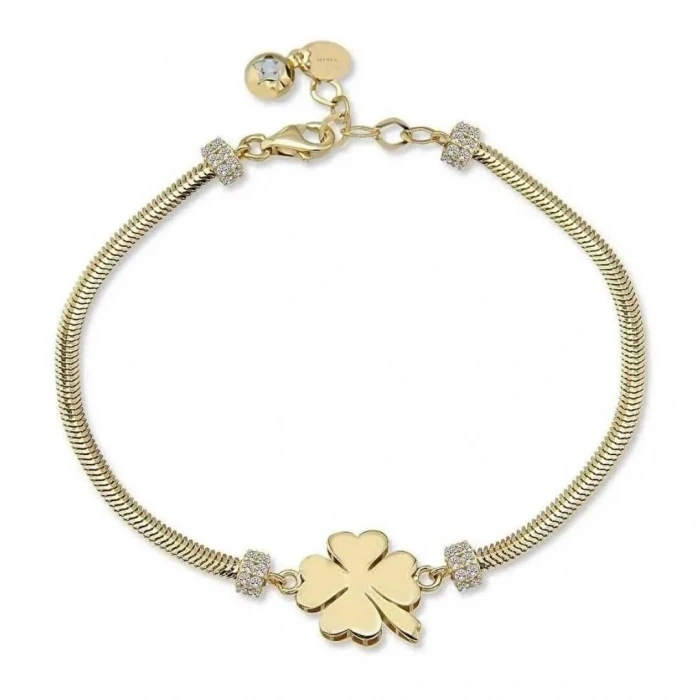 14 Ayar Altın Yonca Balıksırtı Bileklik