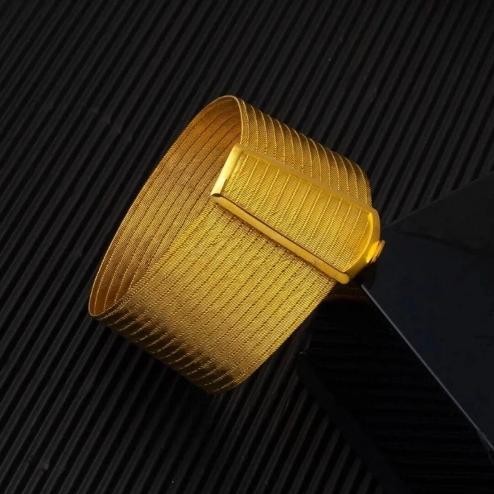 15 Sıralı Taşsız 14 Ayar Trabzon Hasır Bileklik Kelepçe