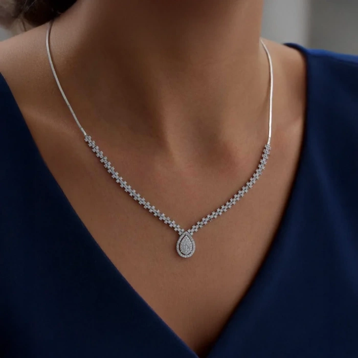 Beyaz Altın Damla Set Takımı