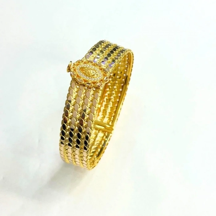 Sarı Altın 4 Sıra Pullu Tuğralı Kelepçe