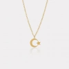 14 Ayar Altın Ay Yıldız Kolye