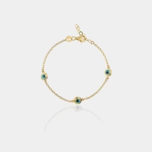 14 Ayar Altın 3 Gözlü Çocuk Bilekliği