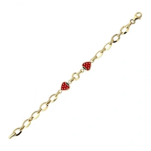 14 Ayar Altın Çilekli Çocuk Künyesi