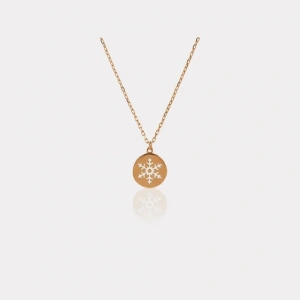 14 Ayar Altın Kar Tanesi Plaka Kolye