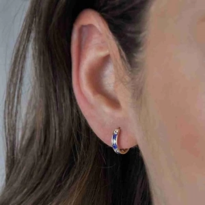 14 Ayar Altın Renkli Taş Halka Küpe