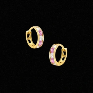 14 Ayar Altın Taşlı Motifli Çocuk Küpesi