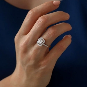 14 Ayar Beyaz Altın Baget Yüzük