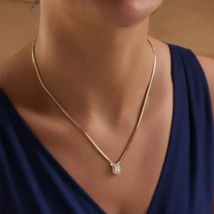 Altın Balık Sırtı Bagetli Zincir Kolye