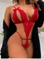 Fiyonklu Dantelli Kırmızı Fantezi Body