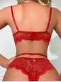 Kalp Aksesuarlı Dantelli Fantezi Kırmızı Jartiyer Takım