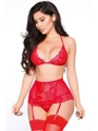 Morliva Kırmızı Dantelli Fantezi Sütyenli Jartiyer Takımı