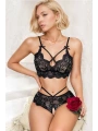 Arias Closet Özel Bölgesi Açık Seksi Bustiyerli Siyah Sütyen Külot Takım