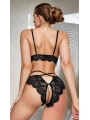 Arias Closet Özel Bölgesi Açık Seksi Bustiyerli Siyah Sütyen Külot Takım