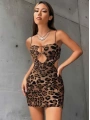 Leopar Desenli Fantezi Clup Elbisesi 6677