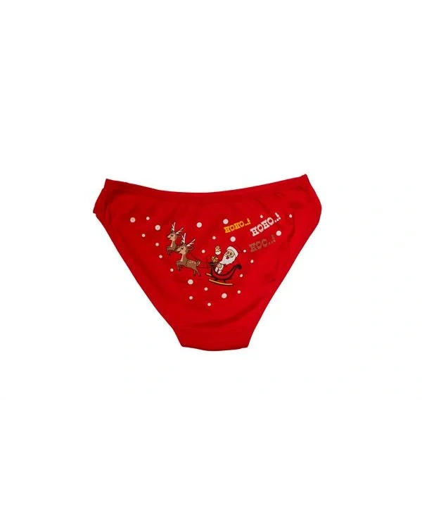 Kırmızı Yılbaşı Desenli Hoo Hoo Hoo Pamuklu Külot