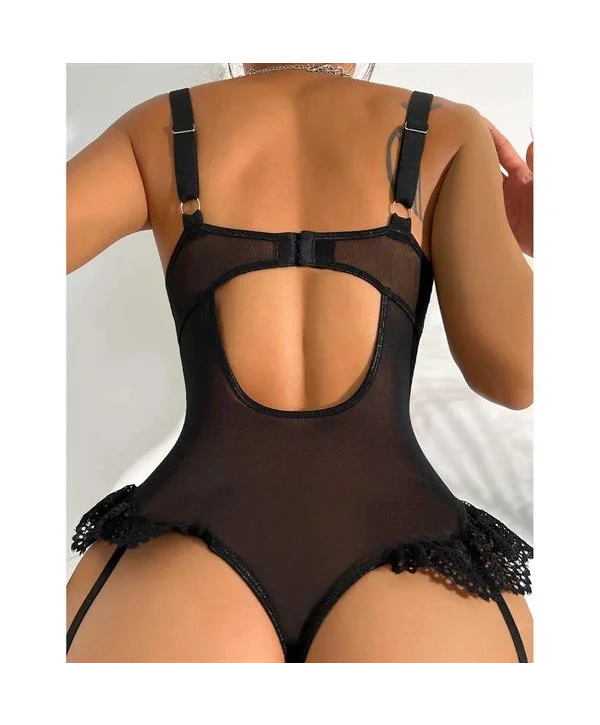 Özel Tasarım Siyah Dantelli Fantezi Jartiyer Takımı