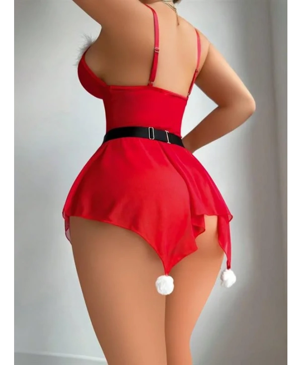 Arias Closet Yılbaşı Özel Kırmızı Fantezi Tül Gecelik