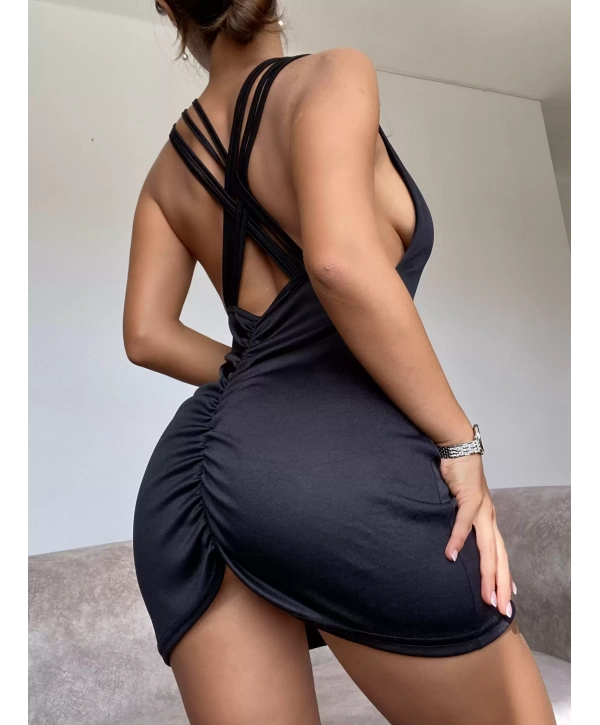 Simli Askılı Fantezi Elbise