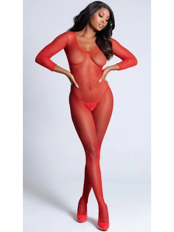 Kırmızı Fileli Fantezi Vücut Çorabı